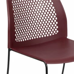 Flash Furniture Hercules Perforated Plastic Sled Base Stacking Chair In Burgundy -CYMAX Sales 1978094 5 L