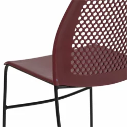 Flash Furniture Hercules Perforated Plastic Sled Base Stacking Chair In Burgundy -CYMAX Sales 1978094 6 L