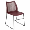 Flash Furniture Hercules Perforated Plastic Sled Base Stacking Chair In Burgundy