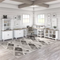 Mayfield 54W Computer Desk With Drawers In Shiplap Gray/White - Engineered Wood -CYMAX Sales 1978629 7 L