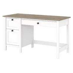 Mayfield 54W Computer Desk With Drawers In Shiplap Gray/White - Engineered Wood