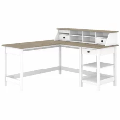 Mayfield 60W L Shaped Computer Desk In Shiplap Gray / White - Engineered Wood -CYMAX Sales 1978646 L