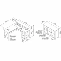 Mayfield 60W L Shaped Computer Desk In Shiplap Gray / White - Engineered Wood -CYMAX Sales 1978647 5 L