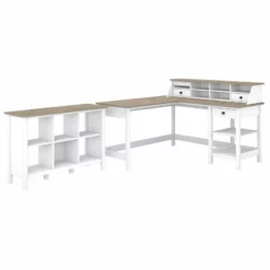 Mayfield 60W L Shaped Computer Desk In Shiplap Gray / White - Engineered Wood -CYMAX Sales 1978647 L