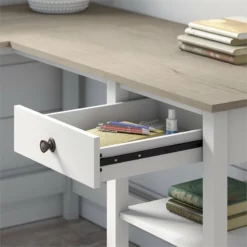 Mayfield 60W L Shaped Computer Desk In Shiplap Gray / White - Engineered Wood -CYMAX Sales 1978649 3 L