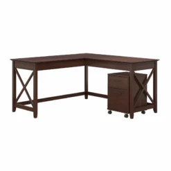 Bush Furniture Key West 60W L Shaped Desk With 2 Drawer Mobile File Cabinet -CYMAX Sales 1980742 L