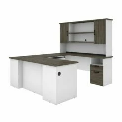 Bestar Norma Transitional Engineered Wood Computer Desk In Walnut Gray And White 20 Bestar Norma Transitional Engineered Wood Computer Desk In Walnut Gray And White -CYMAX Sales 1982710 3 L