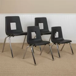 Flash Furniture 18In. Student Stack Chair In Black -CYMAX Sales 1984015 6 L