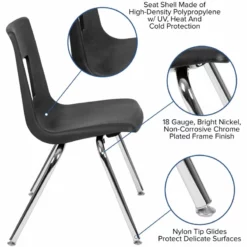 Flash Furniture 18In. Student Stack Chair In Black -CYMAX Sales 1984015 7 L