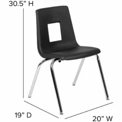 Flash Furniture 18In. Student Stack Chair In Black -CYMAX Sales 1984015 8 L