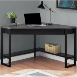 Computer Desk Home Office Corner 42"L Work Laptop Metal Brown -CYMAX Sales 1987067 1 L 1