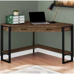 Computer Desk Home Office Corner 42"L Work Laptop Metal Brown -CYMAX Sales 1987068 1 L 1