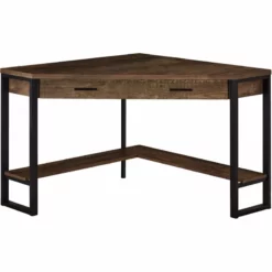 Computer Desk Home Office Corner 42"L Work Laptop Metal Brown -CYMAX Sales 1987068 L 1