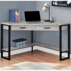 Computer Desk Home Office Corner 42"L Work Laptop Metal Grey -CYMAX Sales 1987069 1 L