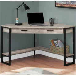 Computer Desk Home Office Corner 42"L Work Laptop Metal Brown -CYMAX Sales 1987070 1 L 1