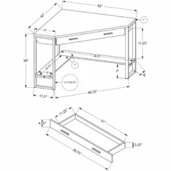 Computer Desk Home Office Corner 42"L Work Laptop Metal Brown -CYMAX Sales 1987071 3 L 1