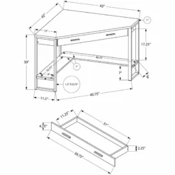 Computer Desk Home Office Corner 42"L Work Laptop Metal Grey -CYMAX Sales 1987071 3 L