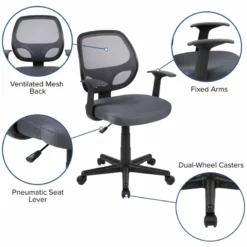 Flash Furniture Fundamentals Mid Back Mesh Back Office Swivel Chair In Gray -CYMAX Sales 1987920 4 L