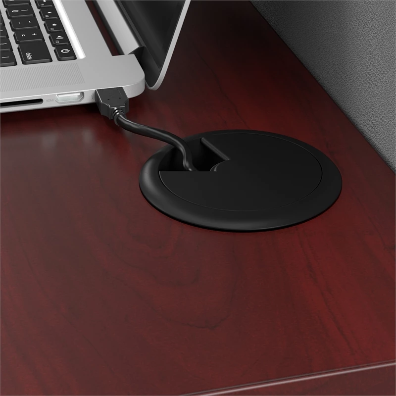 Office In An Hour 3 Person L Cubicle Desk Set In Hansen Cherry - Engineered Wood 18 Office In An Hour 3 Person L Cubicle Desk Set In Hansen Cherry - Engineered Wood - Image 16