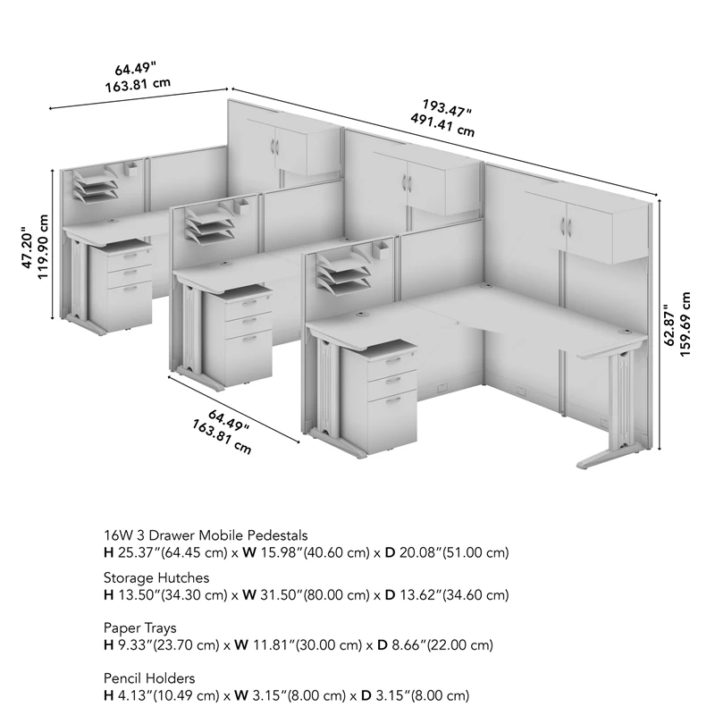 Office In An Hour 3 Person L Cubicle Desk Set In Hansen Cherry - Engineered Wood 21 Office In An Hour 3 Person L Cubicle Desk Set In Hansen Cherry - Engineered Wood - Image 19