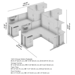 Office In An Hour 4 Person L Cubicle Desk Set In Hansen Cherry - Engineered Wood -CYMAX Sales 1988765 15 L
