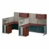 Office In An Hour 2 Person L Cubicle Desk Set In Mocha Cherry - Engineered Wood