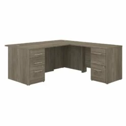 Office 500 72W L Shaped Desk With Drawers In Modern Hickory - Engineered Wood -CYMAX Sales 1988986 L