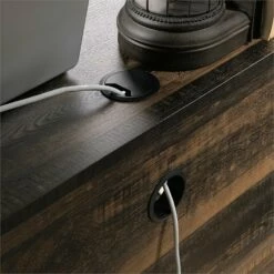 Pemberly Row L Shape Corner Desk In Rustic Carbon Oak And Black -CYMAX Sales 1990855 1990860 L