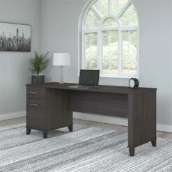 Somerset 72W Office Desk With Drawers In Fresh Walnut - Engineered Wood -CYMAX Sales 1991304 1 L
