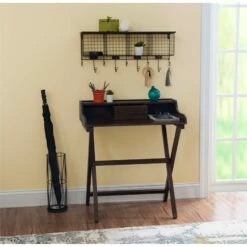 Linon Cade Wood Folding Desk In Antique Walnut Brown -CYMAX Sales 1991732 31 L