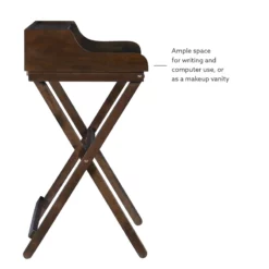 Linon Cade Wood Folding Desk In Antique Walnut Brown -CYMAX Sales 1991732 46 L