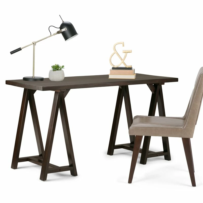 Simpli Home Sawhorse Solid Wood Modern Industrial 56 " Writing Desk In Dark Chestnut Brown 12 Simpli Home Sawhorse Solid Wood Modern Industrial 56 " Writing Desk In Dark Chestnut Brown - Image 10
