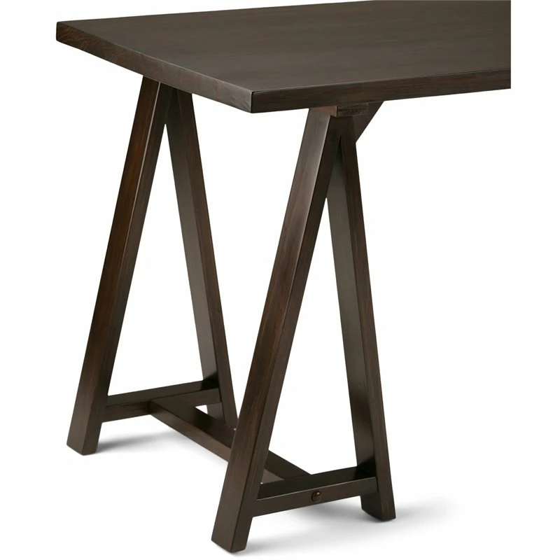 Simpli Home Sawhorse Solid Wood Modern Industrial 56 " Writing Desk In Dark Chestnut Brown 14 Simpli Home Sawhorse Solid Wood Modern Industrial 56 " Writing Desk In Dark Chestnut Brown - Image 12