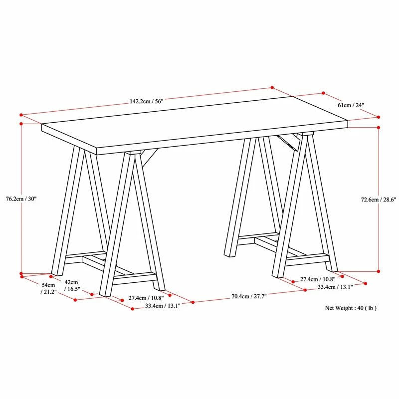 Simpli Home Sawhorse Solid Wood Modern Industrial 56 " Writing Desk In Dark Chestnut Brown 18 Simpli Home Sawhorse Solid Wood Modern Industrial 56 " Writing Desk In Dark Chestnut Brown - Image 16