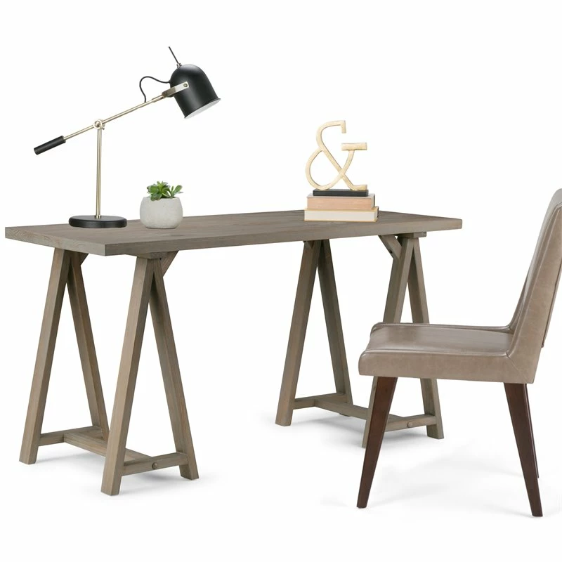 Simpli Home Sawhorse Solid Wood Modern Industrial 56 " Writing Desk In Dark Chestnut Brown 4 Simpli Home Sawhorse Solid Wood Modern Industrial 56 " Writing Desk In Dark Chestnut Brown - Image 2