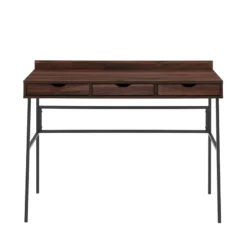 Walker Edison 42" Engineered Wood 3-Drawer Angled Front Desk In Dark Walnut -CYMAX Sales 1993931 4 L