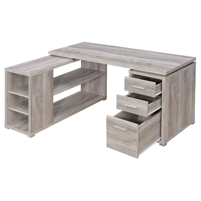 Pemberly Row Contemporary Wood L Shaped Writing Desk In Cappuccino 10 Pemberly Row Contemporary Wood L Shaped Writing Desk In Cappuccino - Image 8