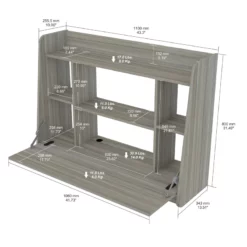 Inval America Wall Mounted Floating Engineered Wood Desk In Gray Smoke Oak -CYMAX Sales 1997210 3 L