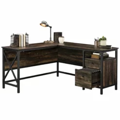 Maddie Home L Shaped Writing Desk In Carbon Oak And Black -CYMAX Sales 1997537 12 L