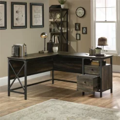Maddie Home L Shaped Writing Desk In Carbon Oak And Black -CYMAX Sales 1997537 13 L