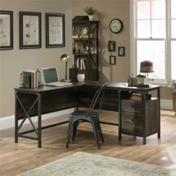 Maddie Home L Shaped Writing Desk In Carbon Oak And Black -CYMAX Sales 1997537 14 L