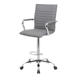Boss Office Modern Ribbed Back Adjustable Sit-Stand Stool In Gray 17 Boss Office Modern Ribbed Back Adjustable Sit-Stand Stool In Gray -CYMAX Sales 1998005 L