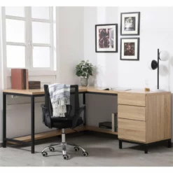 Elegant Decor Emerson 64" L Shaped Industrial Writing Desk In Mango Wood -CYMAX Sales 1998086 10 L