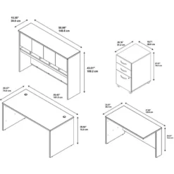 Series C 60W L Desk With Hutch And Drawers In Mocha Cherry - Engineered Wood -CYMAX Sales 2001835 5 L