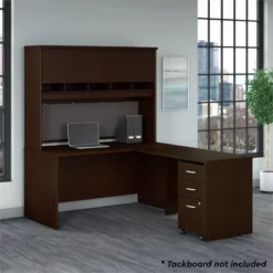 Series C 60W L Desk With Hutch And Drawers In Mocha Cherry - Engineered Wood -CYMAX Sales 2001835 7 L