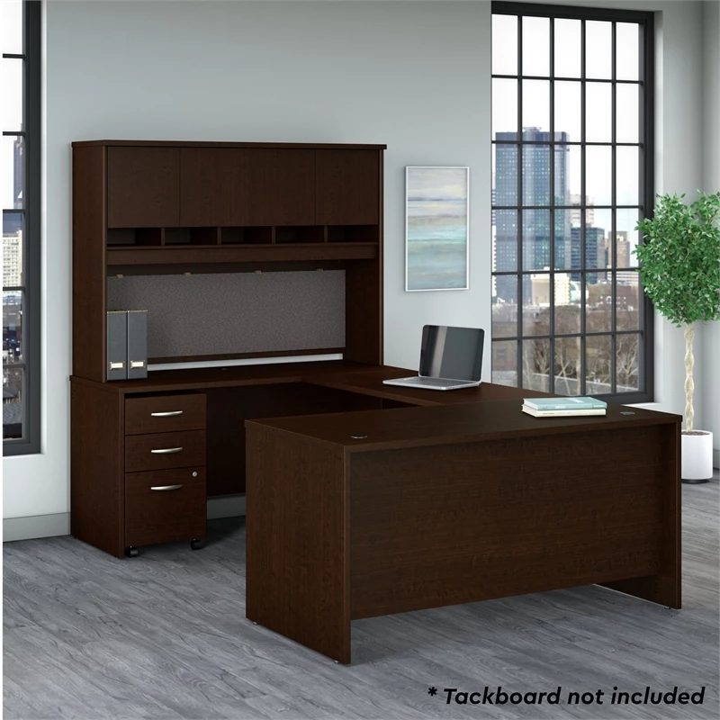 Series C 60W U Desk With Hutch And Drawers In Mocha Cherry - Engineered Wood 16 Series C 60W U Desk With Hutch And Drawers In Mocha Cherry - Engineered Wood - Image 14