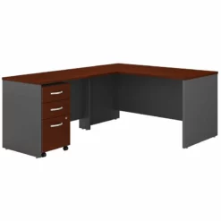 Series C 60W L Shaped Desk With Drawers In Natural Cherry - Engineered Wood -CYMAX Sales 2001844 L 1