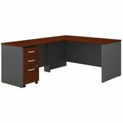 Series C 60W L Shaped Desk With Drawers In Mocha Cherry - Engineered Wood -CYMAX Sales 2001844 L