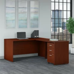 Series C 60W L Shaped Desk With Drawers In Natural Cherry - Engineered Wood -CYMAX Sales 2001845 1 L 1