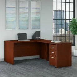 Series C 60W L Shaped Desk With Drawers In Mocha Cherry - Engineered Wood -CYMAX Sales 2001845 1 L